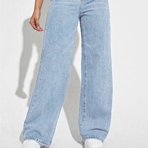 SHEIN Blue Flare Wide Leg Jeans